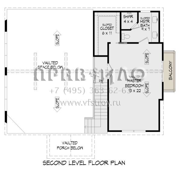 Проект двухэтажного дома без гаража в стиле Шале S5-161 (940-00807)