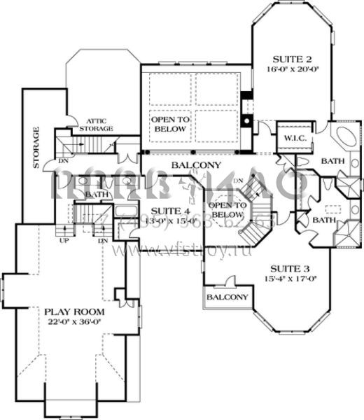 Проект двухэтажного дома с гаражом на три и более машин в стиле Ранчо S5-743 (3323-00525)