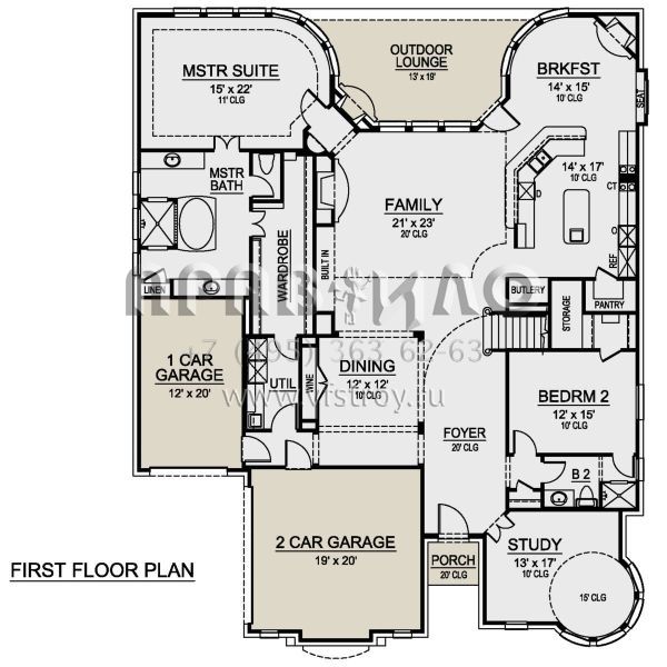 Проект двухэтажного дома с гаражом на три и более машин в английском стиле S5-482 (5445-00374)