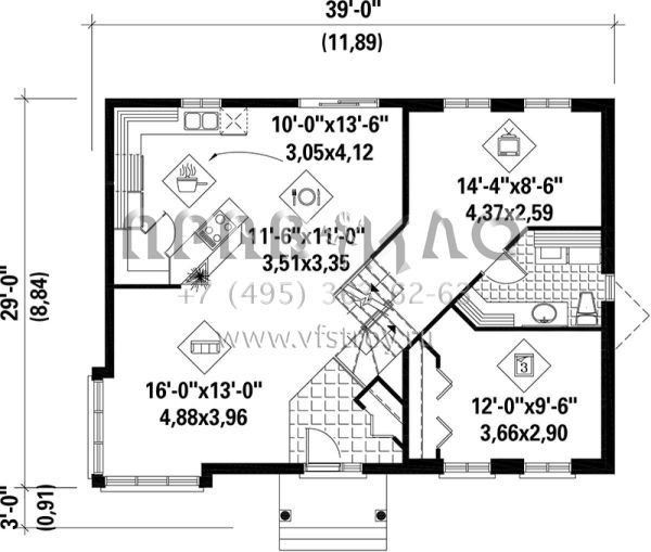 Проект двухэтажного дома без гаража в американском стиле S5-149 (6146-00080)