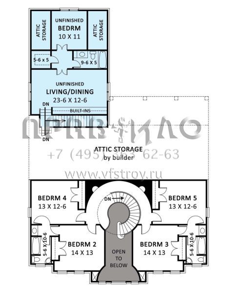Проект двухэтажного дома с гаражом на три и более машин в стиле Ранчо S5-304 (4195-00051)