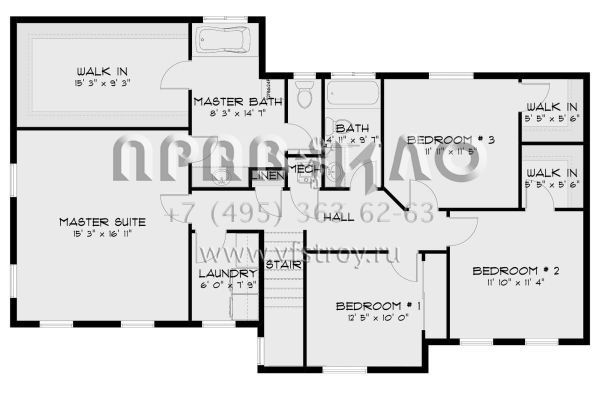 Проект двухэтажного дома с гаражом на две машины в стиле Ранчо S5-206 (2802-00155)