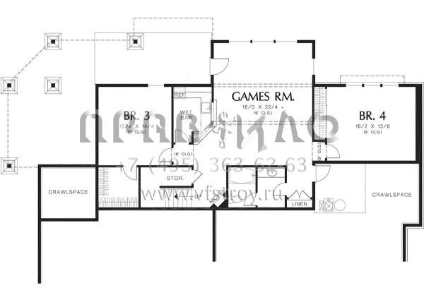 Проект одноэтажного дома с гаражом на две машины в стиле Ранчо S5-321 (2559-00170)