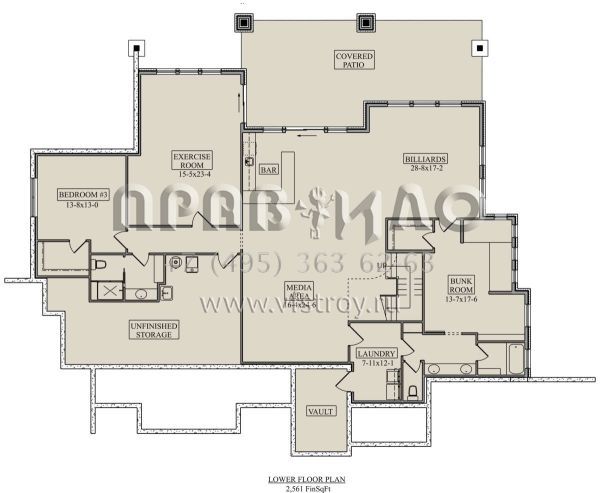 Проект одноэтажного дома с гаражом на три и более машин в американском стиле S5-268 (5631-00148)