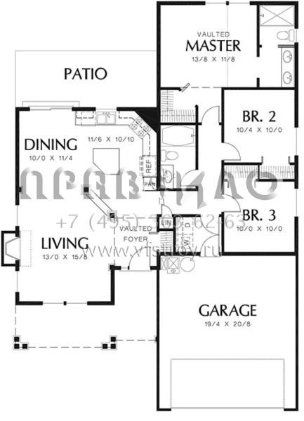 Проект одноэтажного дома с гаражом на две машины в стиле Ранчо S5-116 (2559-00051)