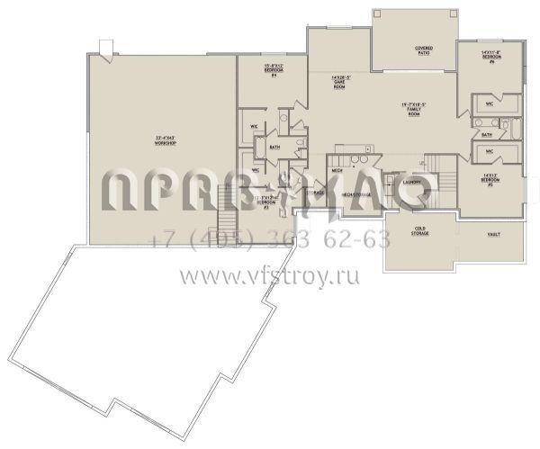 Проект одноэтажного дома с гаражом на три и более машин в американском стиле S5-242 (8768-00080)