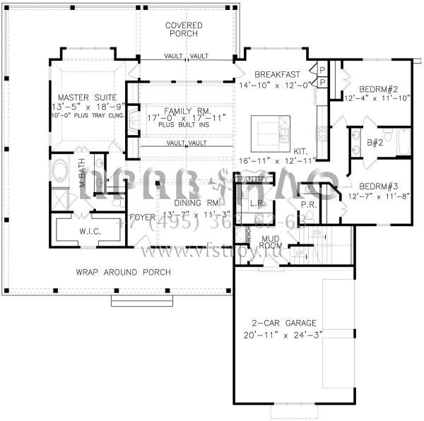 Проект одноэтажного дома с гаражом на две машины в современном стиле S5-207 (699-00110)