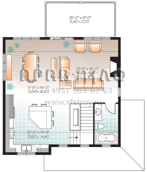 Проект двухэтажного дома без гаража в стиле Ранчо S5-159 (034-01199)