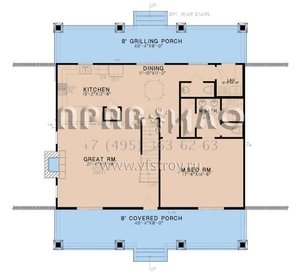 Проект двухэтажного дома с гаражом на три и более машин в американском стиле S5-190 (8318-00253)