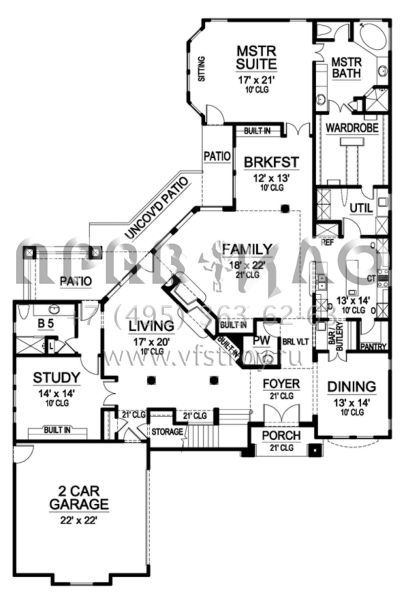 Проект двухэтажного дома с гаражом на две машины в прибрежном стиле S5-429 (5445-00192)