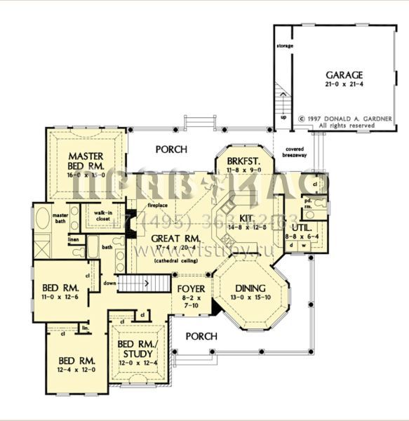 Проект одноэтажного дома с гаражом на две машины в стиле Ранчо S5-211 (2865-00282)