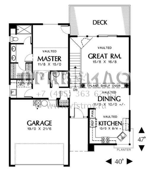 Проект одноэтажного дома с гаражом на две машины в американском стиле S5-162 (2559-00069)