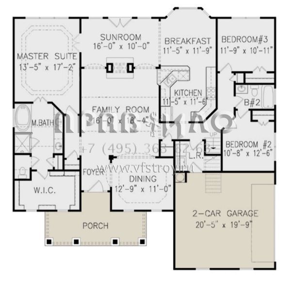 Проект двухэтажного дома с гаражом на две машины в стиле Ранчо S5-208 (699-00092)