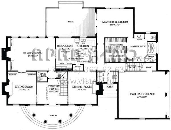 Проект двухэтажного дома с гаражом на две машины в стиле Ранчо S5-309 (7922-00094)