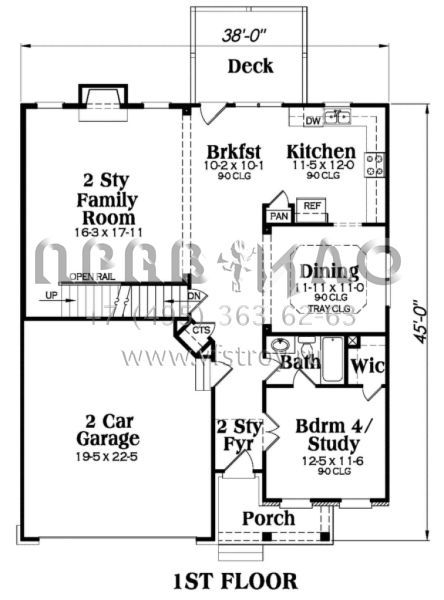 Проект двухэтажного дома с гаражом на две машины в стиле Ранчо S5-216 (009-00113)