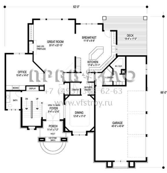 Проект особняка с гаражом на три машины в замковом стиле S5-409 (036-00222)