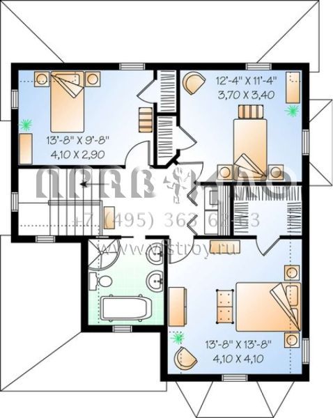 Проект двухэтажного дома без гаража в стиле Ранчо S5-162 (034-00457)
