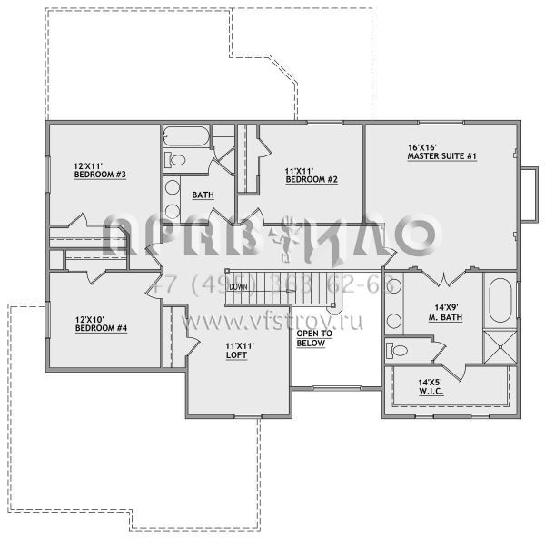 Проект двухэтажного дома с гаражом на две машины в стиле Ранчо S5-289 (8768-00098)