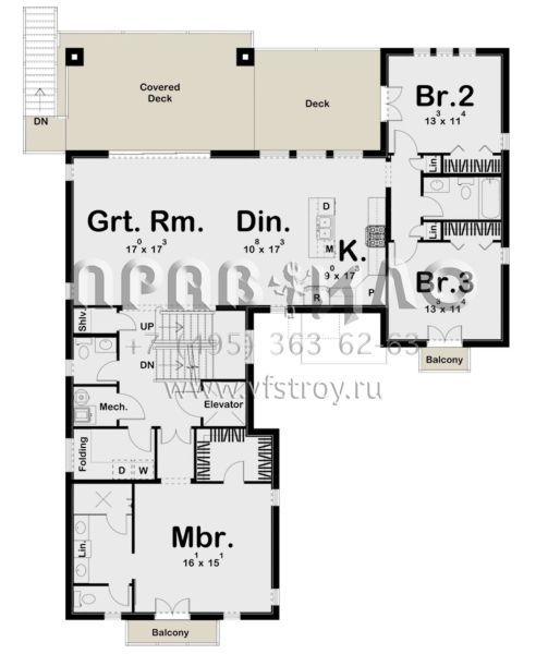Проект трехэтажного дома с гаражом на три и более машин в прибрежном стиле S5-362 (963-00473)