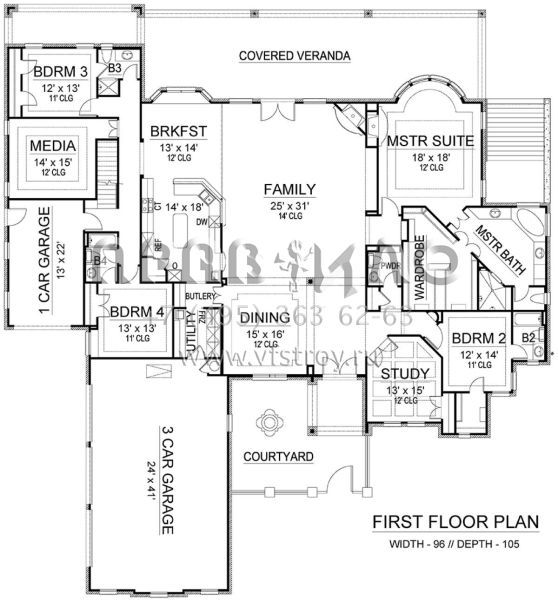 Проект двухэтажного дома с гаражом на три и более машин в английском стиле S5-731 (5445-00282)