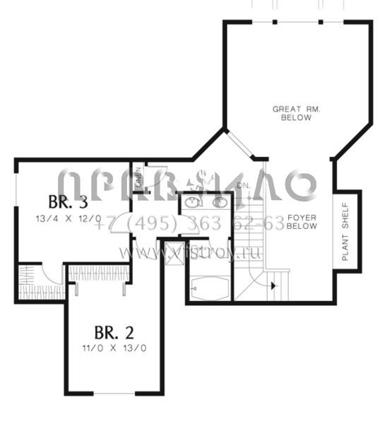 Проект двухэтажного дома с гаражом на три и более машин в стиле Ранчо S5-219 (2559-00468)