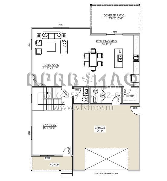 Проект двухэтажного дома с гаражом на две машины в современном стиле S5-296 (8326-00004)