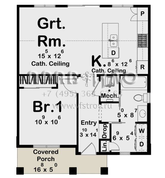 Проект одноэтажного дома без гаража в современном стиле S5-60 (963-00867)