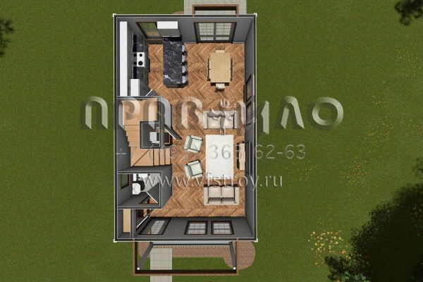 Проект двухэтажного дома без гаража в современном стиле S5-119 (4848-00389)