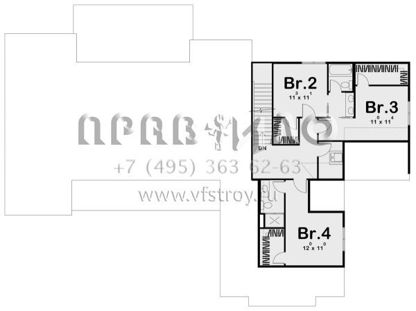 Проект двухэтажного дома с гаражом на три и более машин в современном стиле S5-254 (963-00334)
