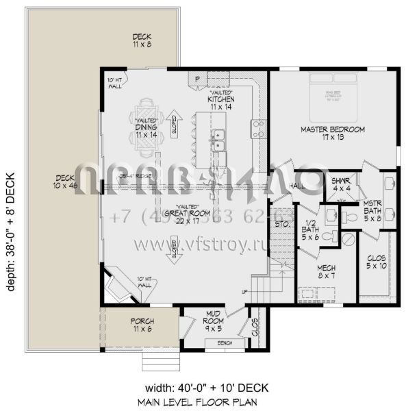 Проект двухэтажного дома без гаража в стиле Шале S5-171 (940-00976)