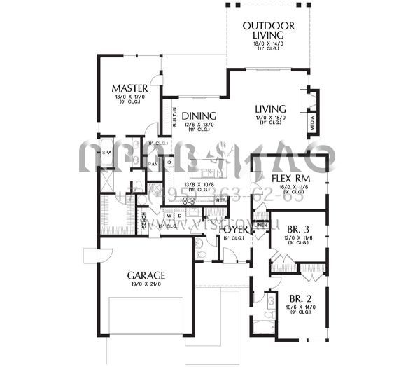 Проект одноэтажного дома с гаражом на две машины в современном стиле S5-202 (2559-00706)