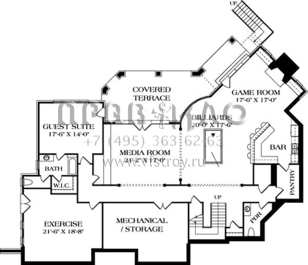 Проект двухэтажного дома с гаражом на три и более машин в американском стиле S5-737 (3323-00557)