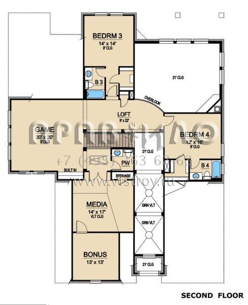 Проект двухэтажного дома с гаражом на три и более машин в английском стиле S5-455 (5445-00164)