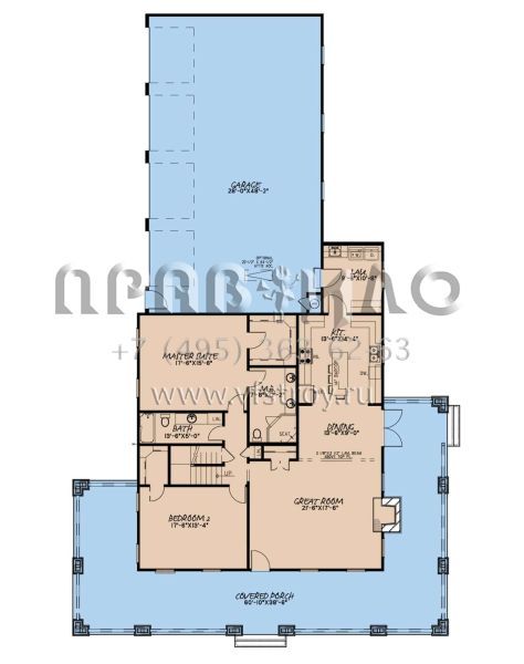 Проект одноэтажного дома с гаражом на три и более машин в стиле Шале S5-168 (8318-00182)