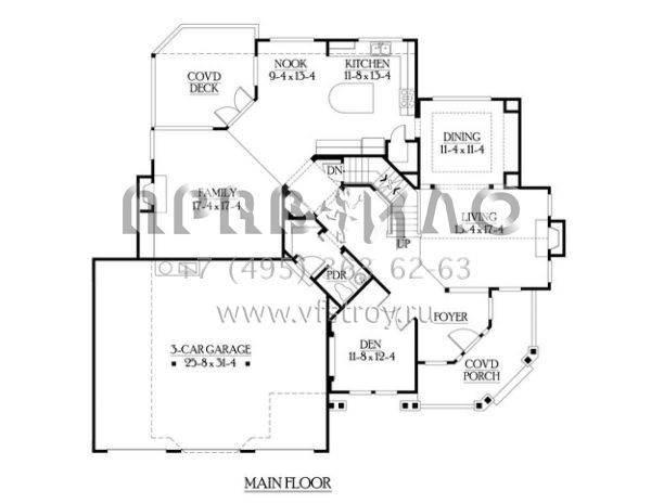 Проект двухэтажного дома с гаражом на три и более машин в американском стиле S5-425 (341-00226)