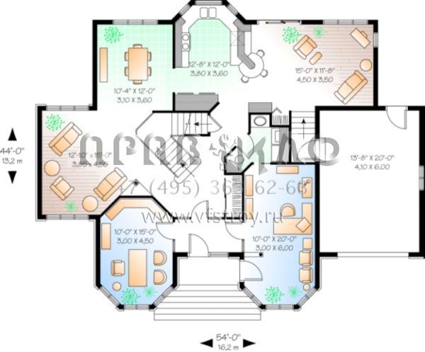 Проект двухэтажного дома с гаражом на одну машину в английском стиле S5-223 (034-00035)