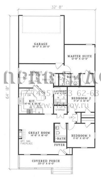 Проект одноэтажного дома с гаражом на две машины в стиле Ранчо S5-125 (110-00299)