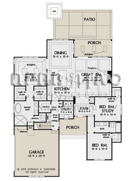 Проект одноэтажного дома с гаражом на две машины в американском стиле S5-198 (2865-00109)