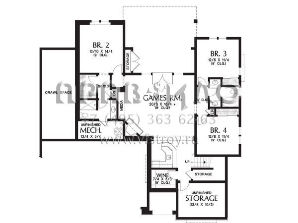 Проект одноэтажного дома с гаражом на три и более машин в стиле Ранчо S5-335 (2559-00712)