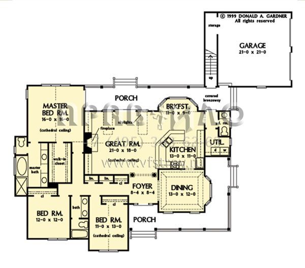 Проект одноэтажного дома с гаражом на две машины в американском стиле S5-193 (2865-00228)
