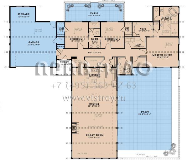 Проект одноэтажного дома с гаражом на две машины в современном стиле S5-230 (8318-00363)