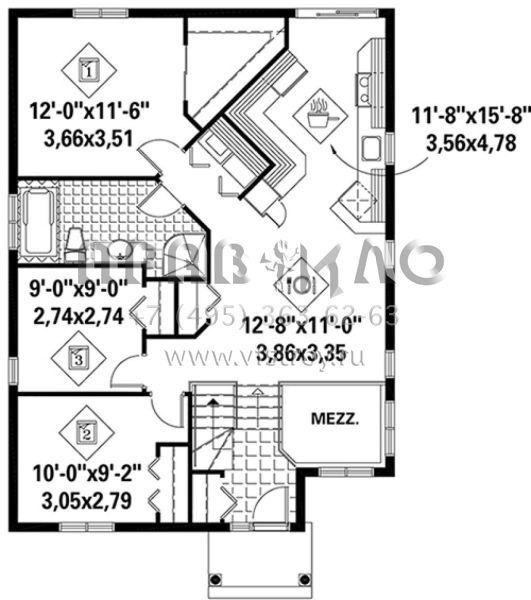 Проект одноэтажного дома без гаража в американском стиле S5-193 (6146-00267)