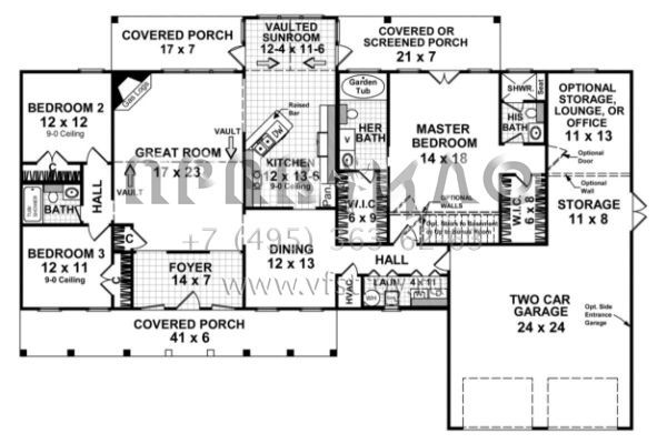 Проект одноэтажного дома с гаражом на две машины в стиле Ранчо S5-195 (348-00123)