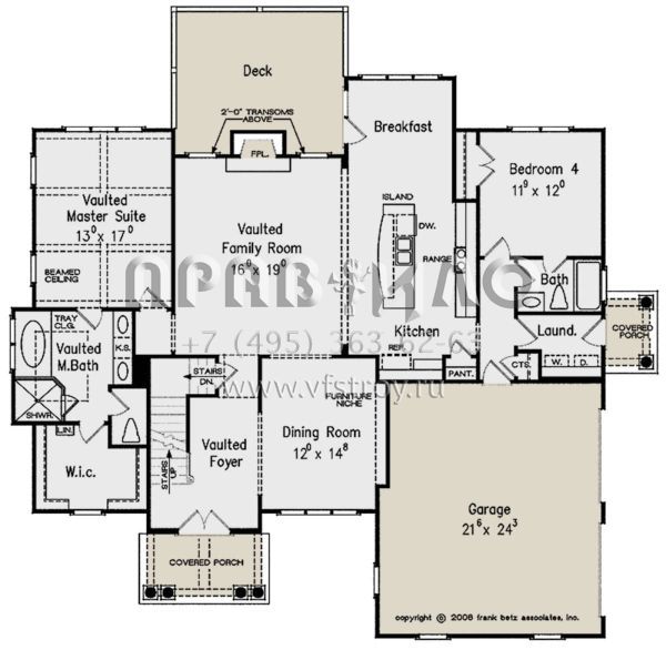 Проект двухэтажного дома с гаражом на две машины в стиле Ранчо S5-228 (8594-00256)