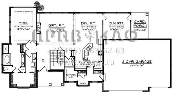 Проект двухэтажного дома с гаражом на три и более машин в американском стиле S5-275 (1020-00075)