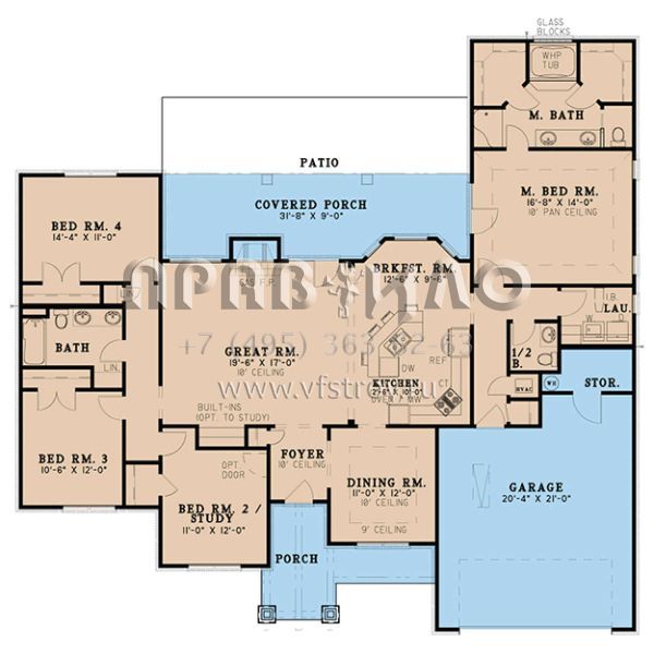 Проект одноэтажного дома с гаражом на две машины в американском стиле S5-197 (8318-00027)