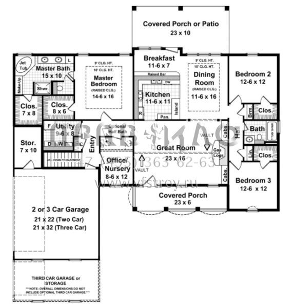Проект одноэтажного дома с гаражом на две машины в стиле Ранчо S5-186 (348-00103)