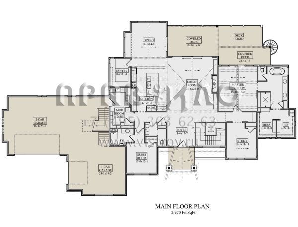 Проект одноэтажного дома с гаражом на три и более машин в американском стиле S5-276 (5631-00143)