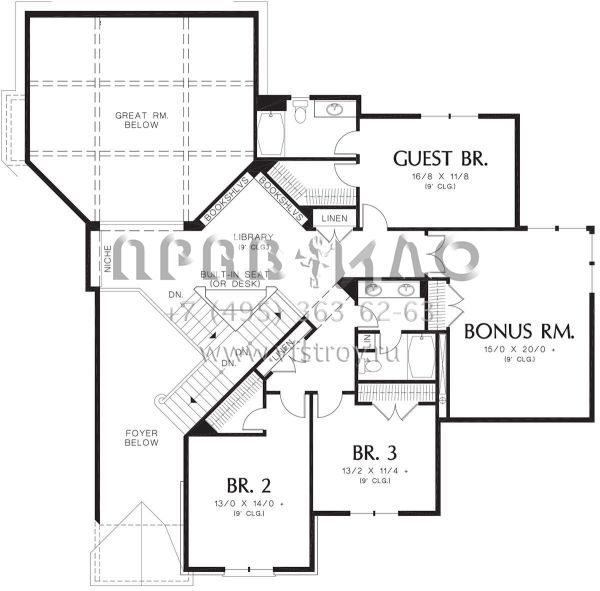 Проект двухэтажного дома с гаражом на три и более машин в английском стиле S5-416 (2559-00592)