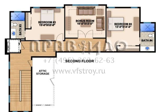 Проект двухэтажного дома с гаражом на три и более машин в прибрежном стиле S5-404 (207-00014)